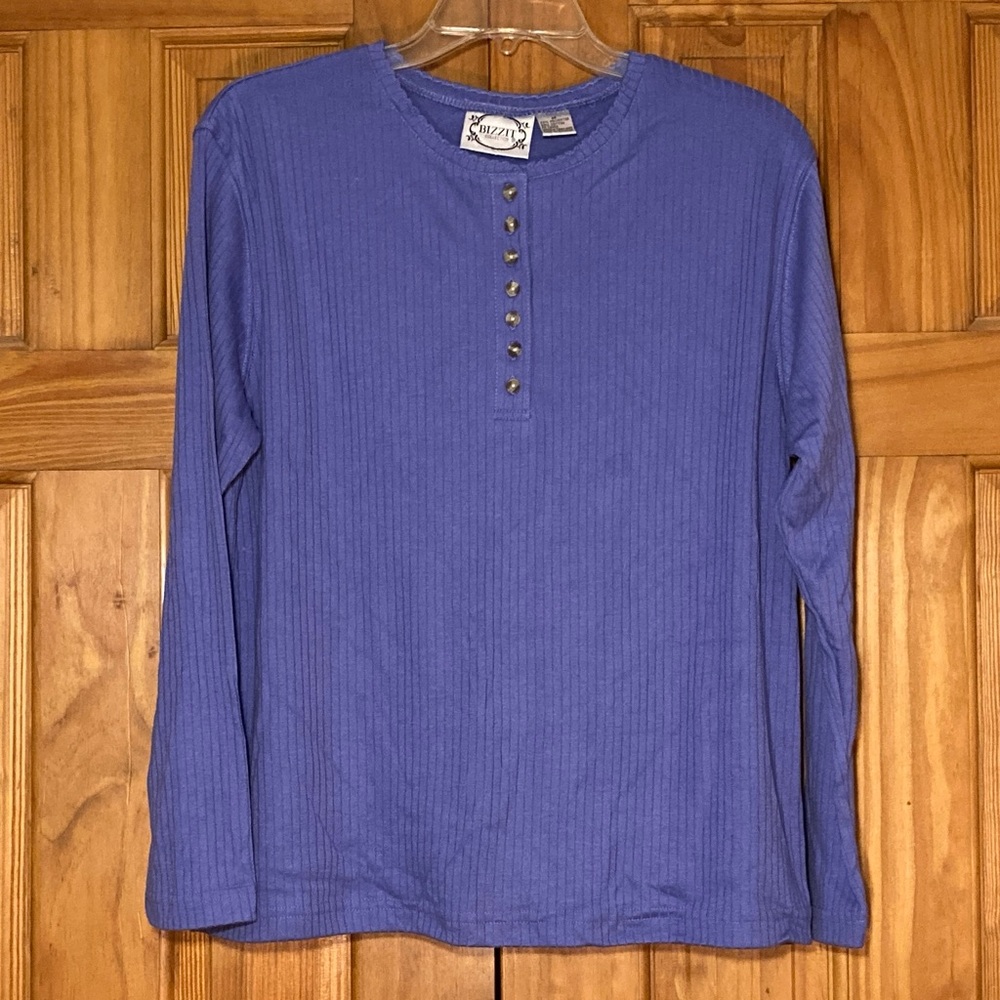 NWOT Bizzit Collection Vintage 80s 90s Top Long Sleeve Blouse Purple M Medium